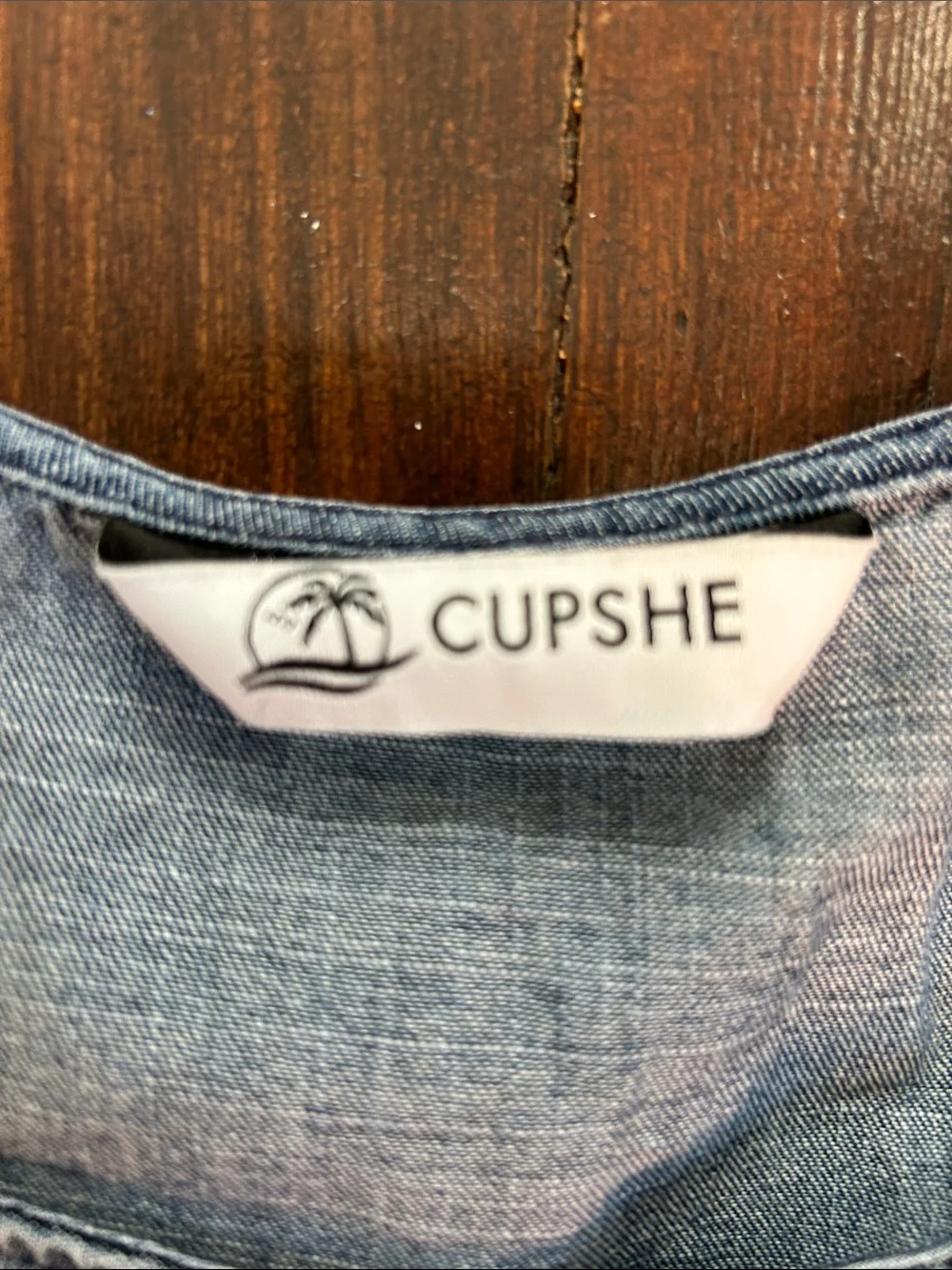 Cupshe Blue Denim Sleeveless Peplum Tank